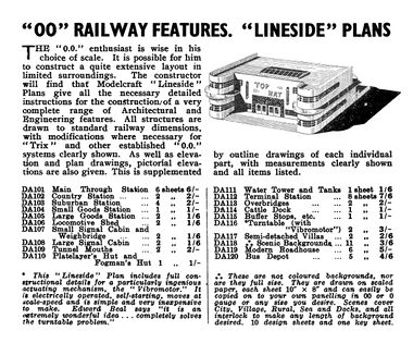 1948: Catalogue entry for Lineside model railway accessory plans