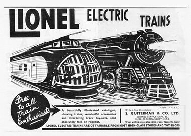 Lionel Electric Trains, UK advert, Meccano Magazine 1935