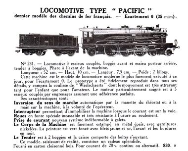 MRAC catalogue entry, "loco 231"