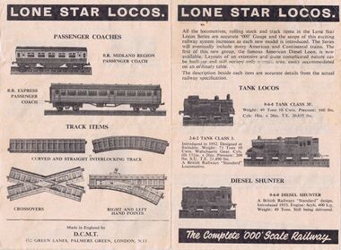 1950s?: Lone Star Locos leaflet, exterior