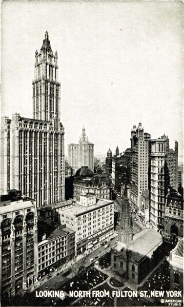 File:Looking North from Fulton Street, New York (Bardell 1923).jpg