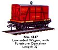 Low-sided Wagon with Furniture Container, Hornby Dublo 4647 (DubloCat 1963).jpg