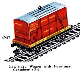 1959: Low-sided wagon with Furniture Container, Dublo 4647