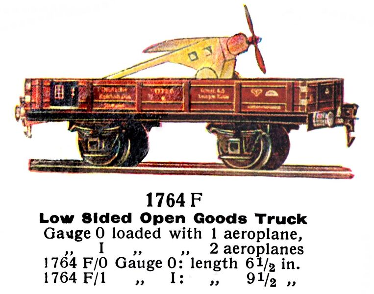 File:Low Sided Open Goods Truck with Aeroplane, Märklin 1764-F (MarklinCat 1936).jpg