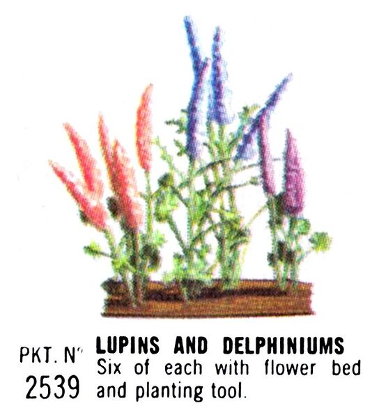 File:Lupins and Delphiniums, Britains Floral Garden 2530 (Britains 1966).jpg
