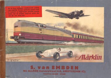 1936: Märklin catalogue cover artwork showing a Henschel-Wegman