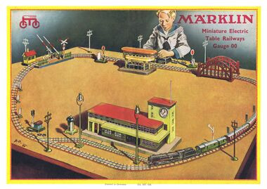 1937: Cover of "Märklin Miniature Electric Table Railways" English-market catalogue