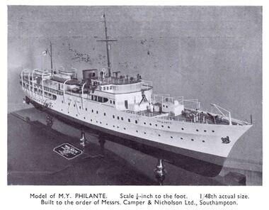 1938: 1:48-scale model of the Motor Yacht Philante