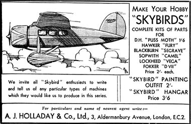 1932: "Make your Hobby Skybirds", Hobbies Weekly