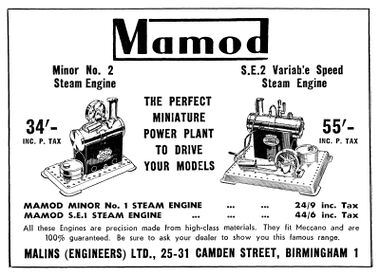 1955: Mamod Minor and Mamod S.E.2 steam engines
