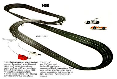 1973: Racing Track Set 1406 with two banked curves