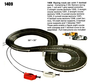 1973: Racing Track Set 1409 with one banked curve