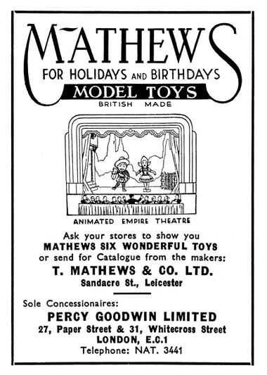 1935 advert for Mathew's Animated Empire Vaudeville Theatre, in Meccano Magazine
