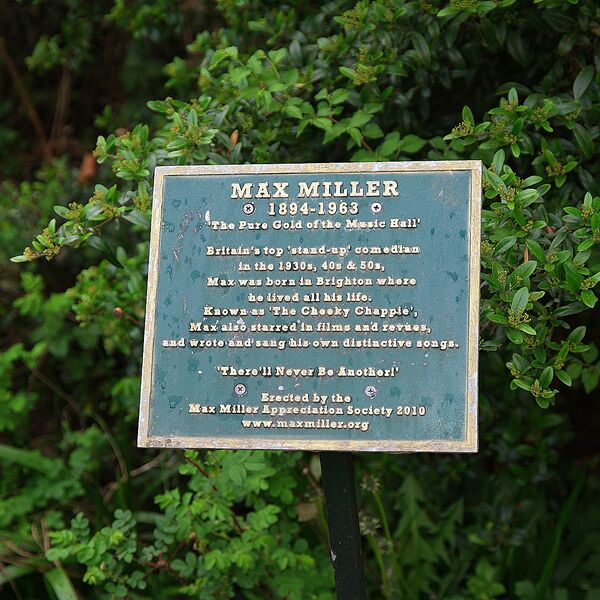 File:Max Miller statue, plaque, Pavilion Gardens (Brighton 2019-04-024).jpg