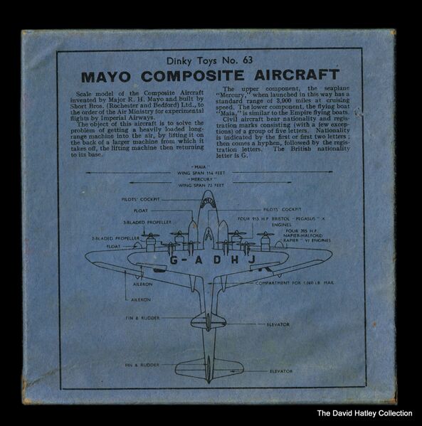 File:Mayo Composite Aircraft, box lid (Dinky Toys 63).jpg