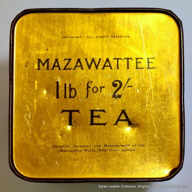 ~1900, printed base of a Mazawattee Tea tin