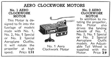 Aero clockwork Motors, 1939 catalogue