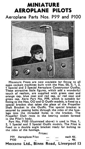 Meccano Aeroplane Pilots, 1936 small-advert in Meccano Magazine