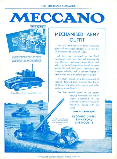 1939: Meccano Mechanised Army Outfit, Meccano Magazine, November 1939