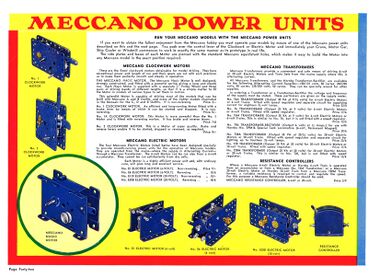 1935: Meccano clockwork and electric motors