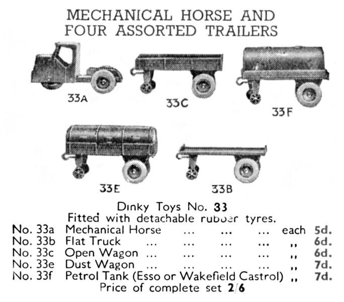 File:Mechanical Horse and Four Assorted Trailers, Dinky Toys 33 (MCat 1939).jpg