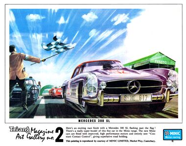 1965: Minic Motor Racing Mercedes 300 SL, artwork in Tri-ang Magazine