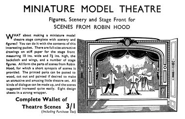 1952: Miniature Model Theatre, "Hobbies Designs in Packets"