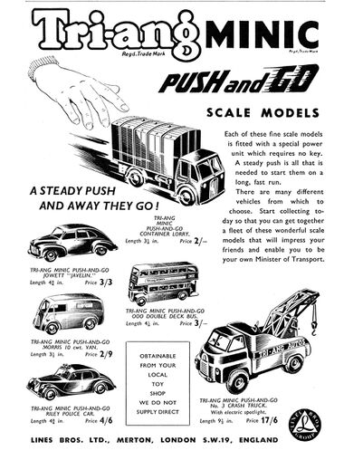 1954: Tri-ang Minic Push and Go range
