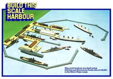 "Build this scale harbour" – undated Minic Ships leaflet probably included with a model, without parent company identifier