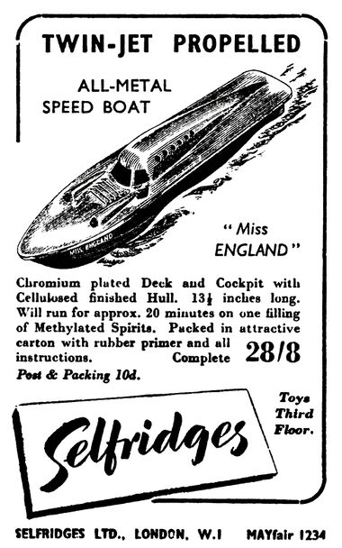1948: Selfridges advert for the boat