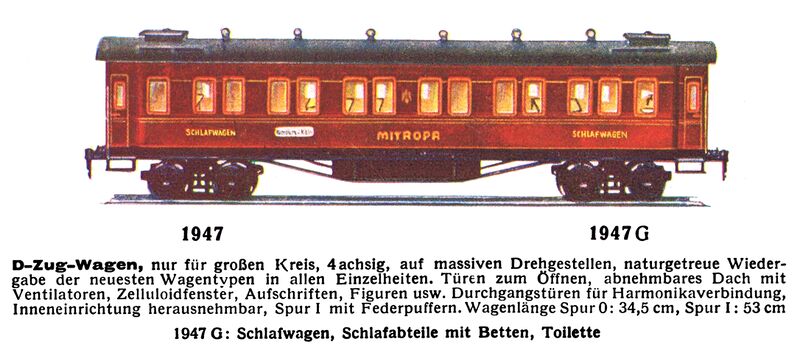 File:Mitropa Schlafwagen - Sleeping Car, D-Zug-Wagen, Märklin 1947 (MarklinCat 1931).jpg