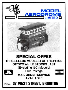 1991 advert for Model Aerodrome 37 West Street, Brighton (Collectors Gazette)
