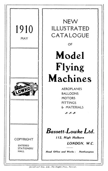 1910 "Model Flying Machines" catalogue title page