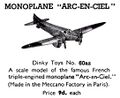 Monoplane Arc-En-Ciel, Dinky Toys 60az (MeccanoCat 1939-40).jpg