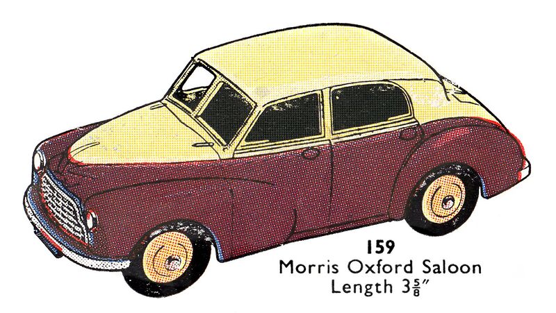 File:Morris Oxford Saloon, Dinky Toys 159 (DinkyCat 1956-06).jpg