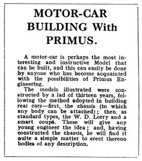 "Motor Car Building with Primus"