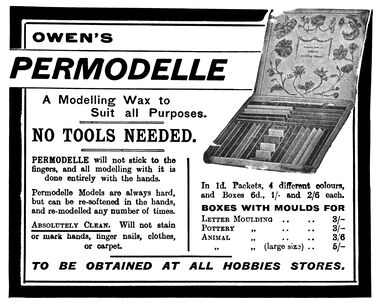 1913: Owen's Permodelle (box lid says "Owen's Modeling Material"