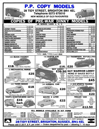 1991 advert for PP Copy Models, 28 Tidy Street