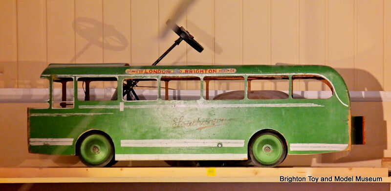 File:Pedal-car, Southdown buses Leyland Royal Tiger coach LUF 634.jpg