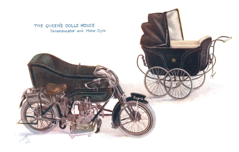 File:Perambulator and Motor Cycle, The Queens Dolls House postcards (Raphael Tuck 4505-3).jpg