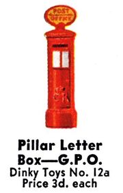 1936: Dinky Toys 12a Post Box, catalogue image