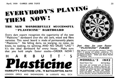 1939: Plasticine Dartboards (trade advert)