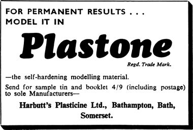 1965: "For permanent results model it in Plastone", logo now based on the same typeface as the "Plasticine" logo