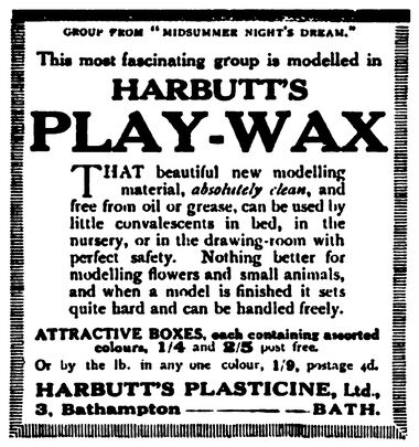 1916: A dedicated advert for Harbutt's Play-Wax