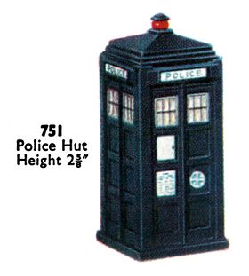 1936 catalogue image of a Dinky Toys Police Box