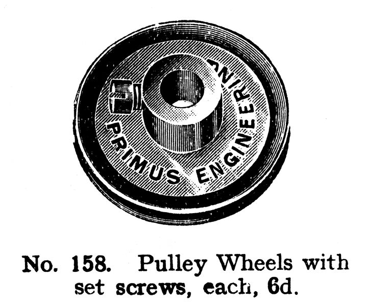 File:Pulley Wheels with set screws, Primus Part No 158 (PrimusCat 1923-12).jpg
