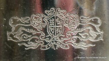 Engraved crest, British Pullman railway carriage pot