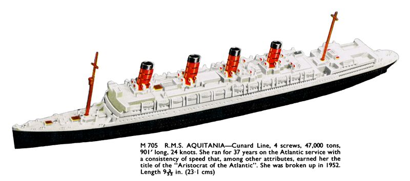 File:RMS Aquitania liner, Minic Ships M705 (MinicShips 1960).jpg
