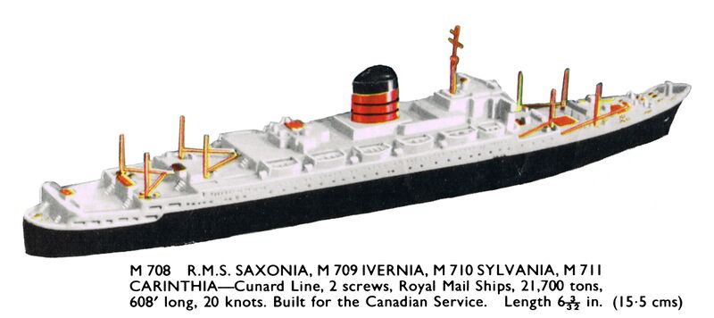 File:RMS Saxonia, Ivernia, Sylvania, Carinthia liners, Minic Ships M708-M711 (MinicShips 1960).jpg