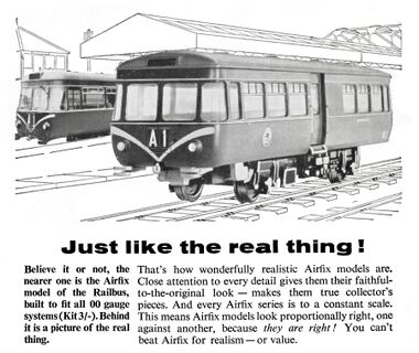 1962: BR Railbus kit R201 – the first Airfix Railway Construction Kit that wasn't a wagon or other piece of rolling stock (Airfix Magazine, May 1962)